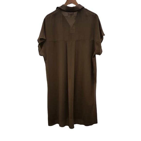 New Chico's Olive Gray Semi-sheer Tie-Front Button-Up Tunic - XS/S - Picture 3 of 4